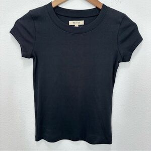 Madewell Women's Size XXS Black Supima® Rib Tee Casual Essential Crewneck NWT